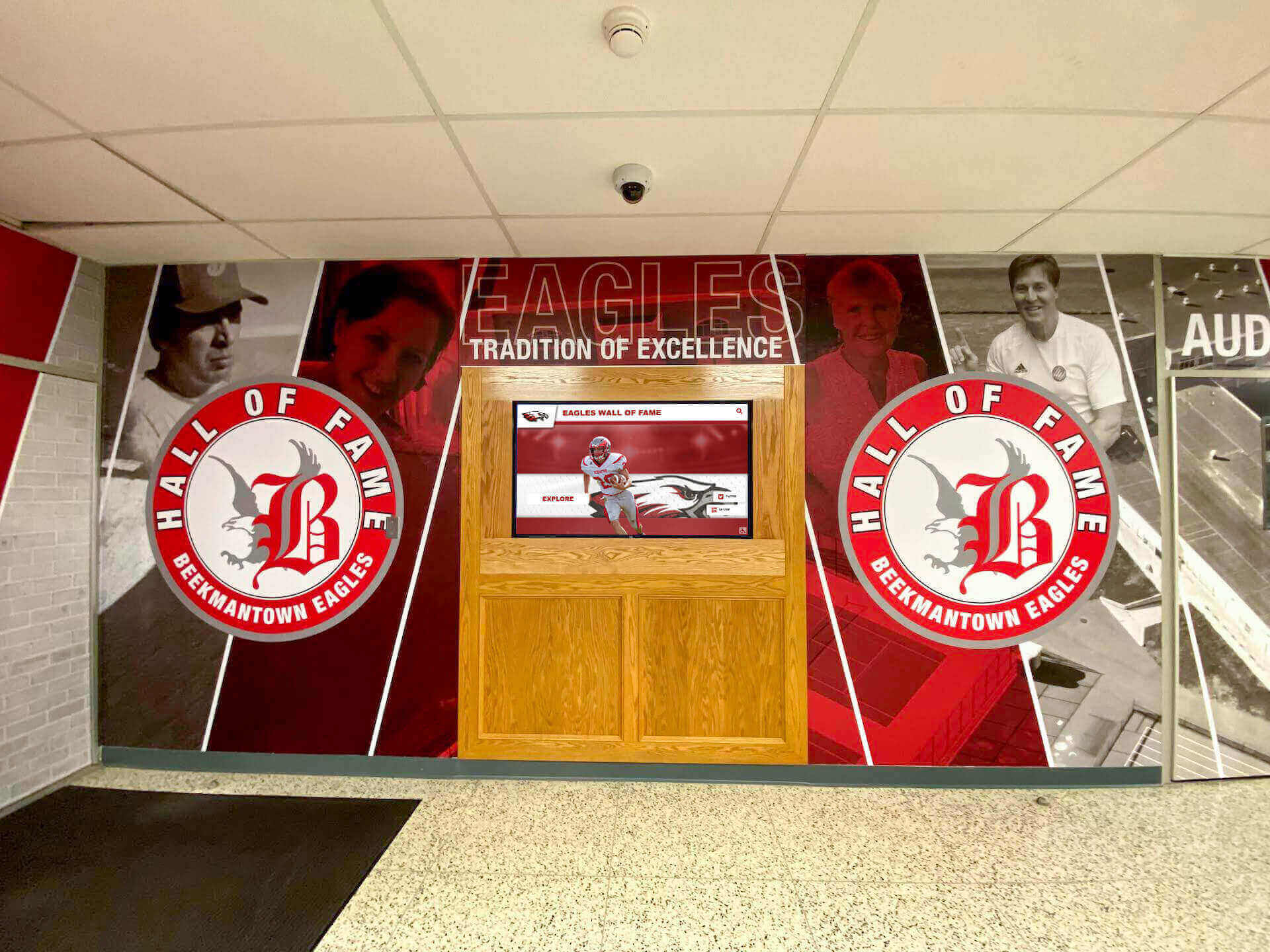 Athletic hall of fame wall